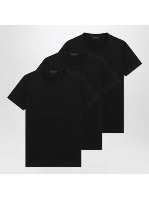 Prada Prada Set Of Three Black Cotton T-Shirts Men