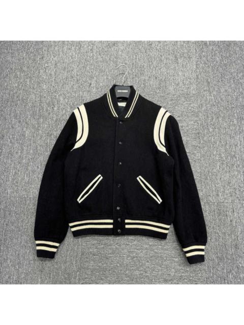 SAINT LAURENT SLP Black and White Patchwork Baseball Jacket