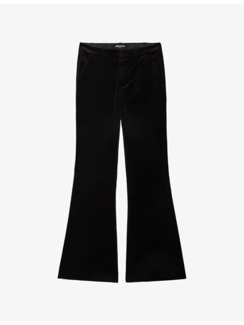 Zadig & Voltaire Prevy flared-leg mid-rise cotton-velvet trousers