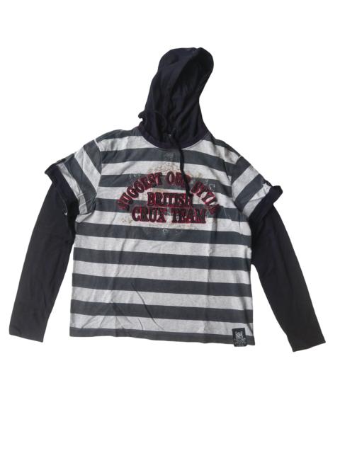 Hysteric Glamour Vintage Y2K Crux Layered Striped Hooded L/S Tee