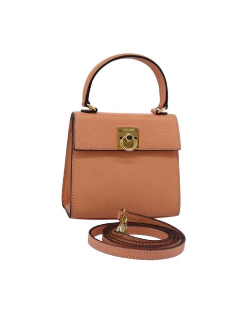 CELINE Mini Hand Bag Leather Orange