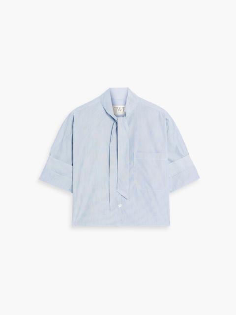TWP Next Ex cropped striped cotton-poplin shirt