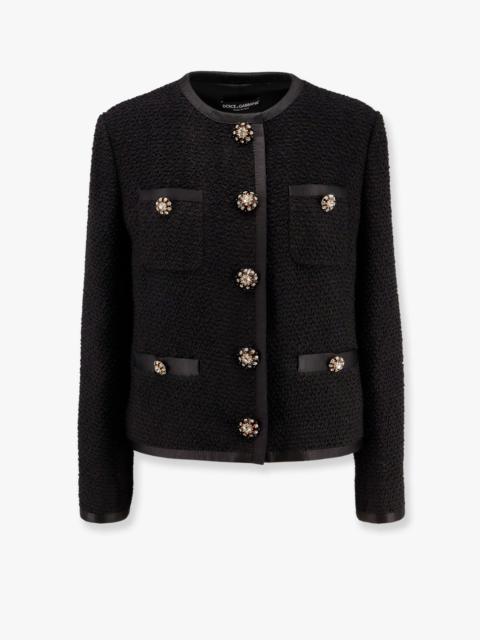 DOLCE e GABBANA - Dolce E Gabbana Wool And Silk Blazer With Jewel Buttons