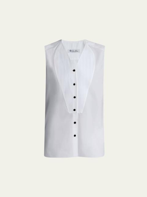 Loro Piana Caylee Sleeveless Poplin Tux Top