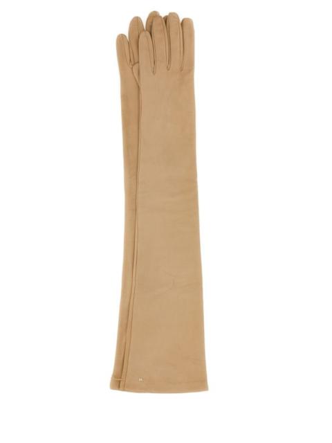 Max Mara Max Mara Woman Beige Leather Amica Gloves