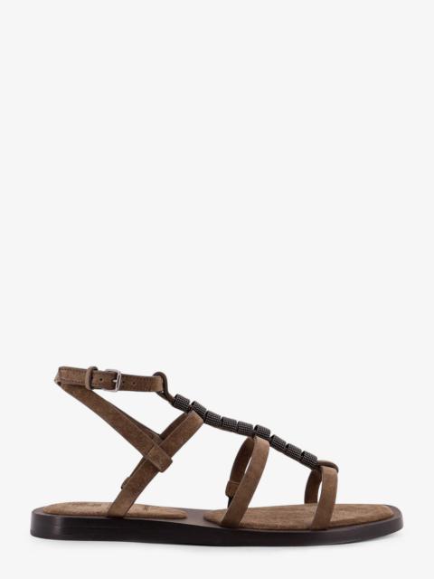 Brunello Cucinelli Suede Sandals With Monili Details