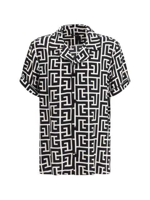Balmain Balmain Men Macro Monogram Ss Pyjama Shirt