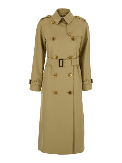 Burberry Burberry Women 'Waterloo' Beige Double-Breasted Trench Coat With Classic Collar And Belt Closure In 