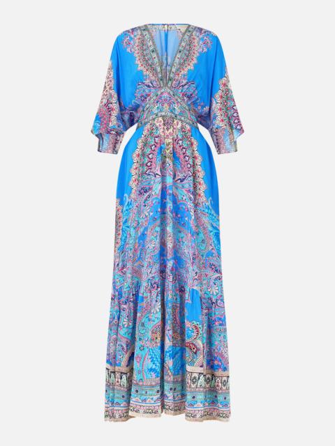 CAMILLA WAISTED DRESS WITH HEM RUFFLE