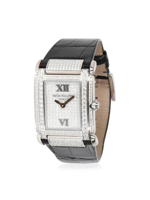 Pre-owned Patek Philippe Twenty-4 Quartz Diamond White Dial Ladies Watch 4910G-001