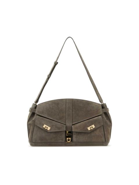FERRAGAMO Ferragamo Grey Suede Shoulder Bag