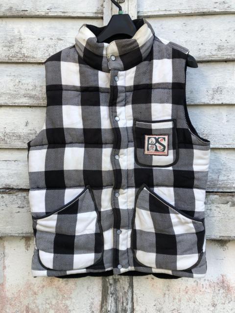 Other Designers Rusty Surfboard Plaid Black Pearl Snap Padded Vest