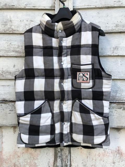 Other Designers Rusty Surfboard Plaid Black Pearl Snap Padded Vest