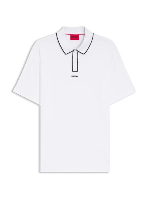 HUGO COTTON-JERSEY POLO SHIRT WITH CONTRAST EDGES