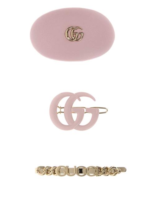 GUCCI Gucci Women Two-Tone Leather And Metal Hair Clips Set