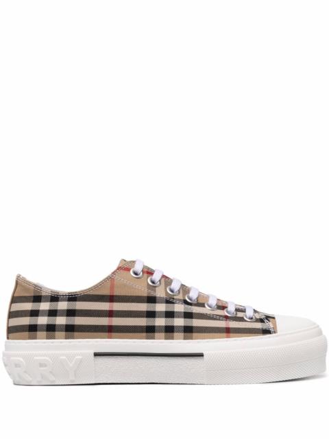 Burberry Burberry Men Check Motif Canvas Sneakers