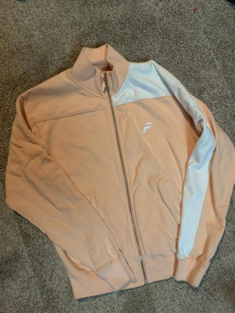 pink and white track suit zip up