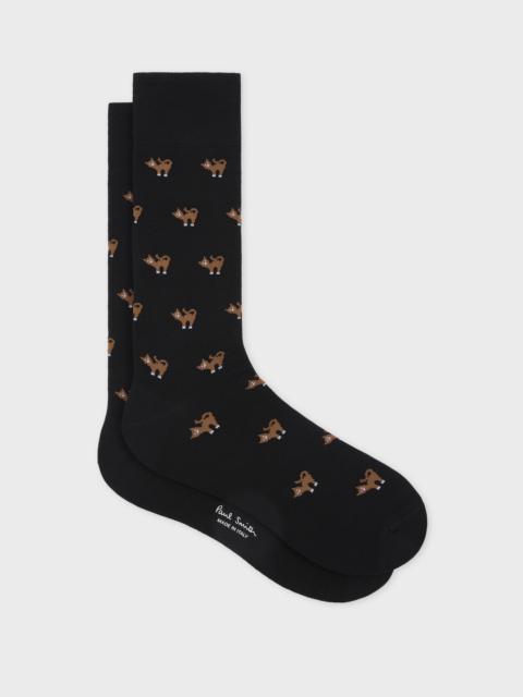 Paul Smith Black 'Cat' Pattern Socks