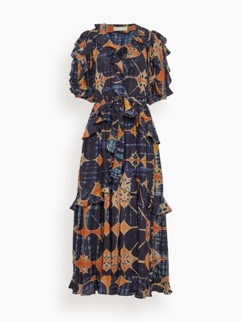 ULLA JOHNSON Tida Short Sleeve Midi Dress in Orion