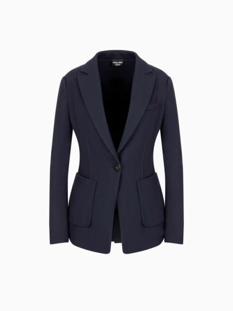 GIORGIO ARMANI Single-breasted jacket in pure cashmere jersey