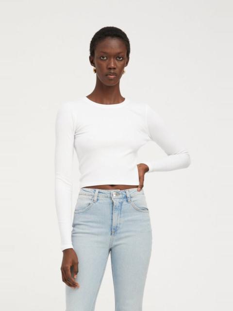 SPRWMN WHITE RIB CROPPED LONG SLEEVE BABY TEE