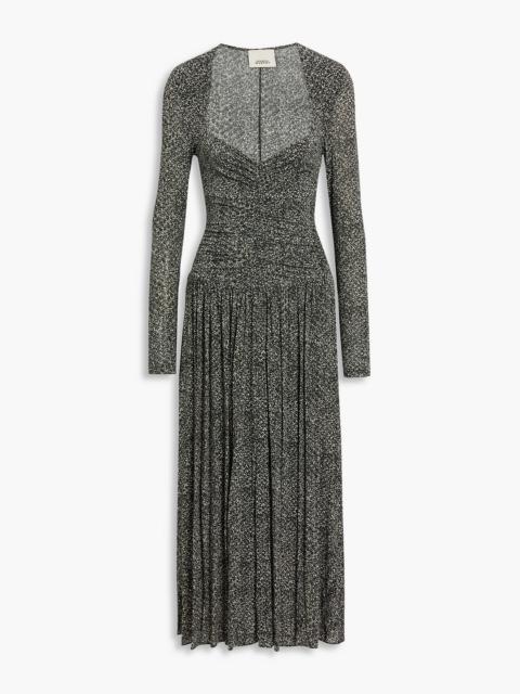 Isabel Marant Jenny pleated printed stretch-jersey midi dress