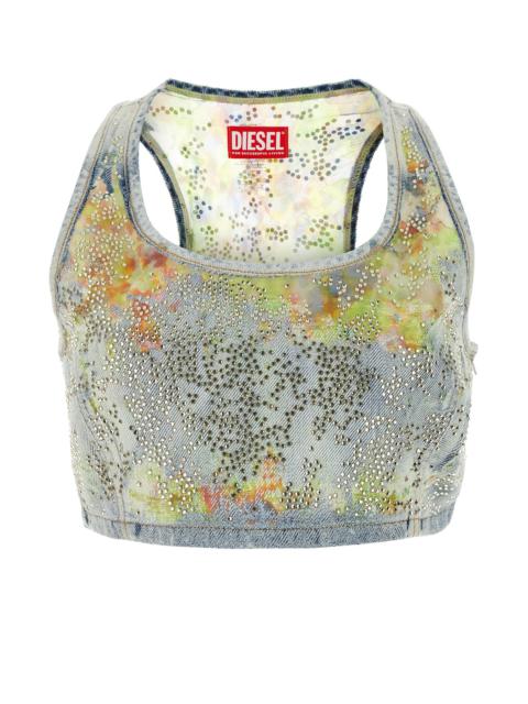 Diesel Embellished denim De-Detop-Fse crop-top