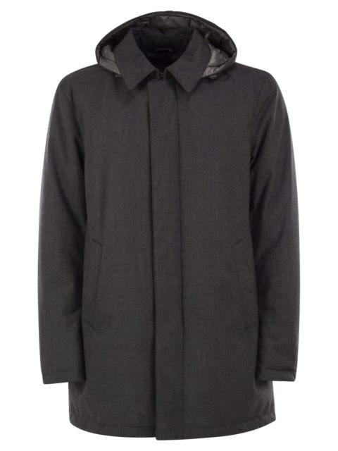Herno Herno Men Technical Wool-Blend Hooded Coat