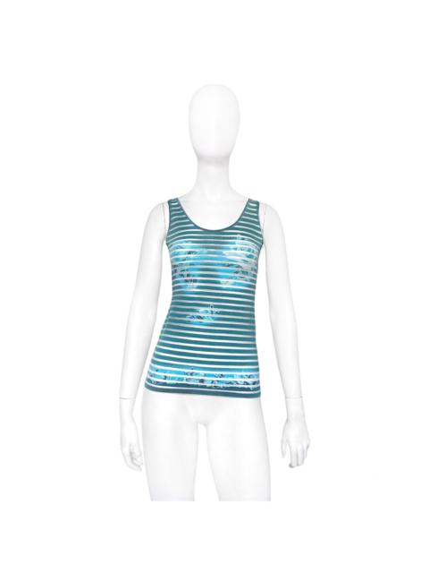 Jean Paul Gaultier Jean Paul Gaultier see-through mesh striped floral velvet tank top M