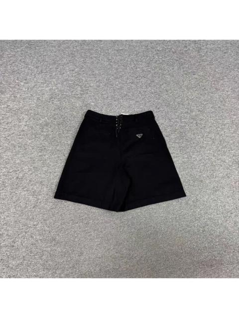 Prada Prada black triangle belt high-waisted shorts