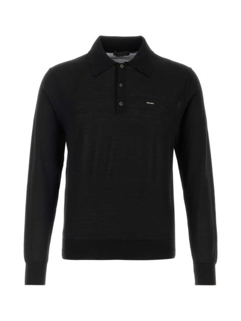 Prada Prada Men Black Wool Polo Shirt