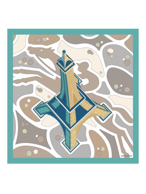 Longchamp Equestrian Tower Silk scarf 70 Mint - Silk