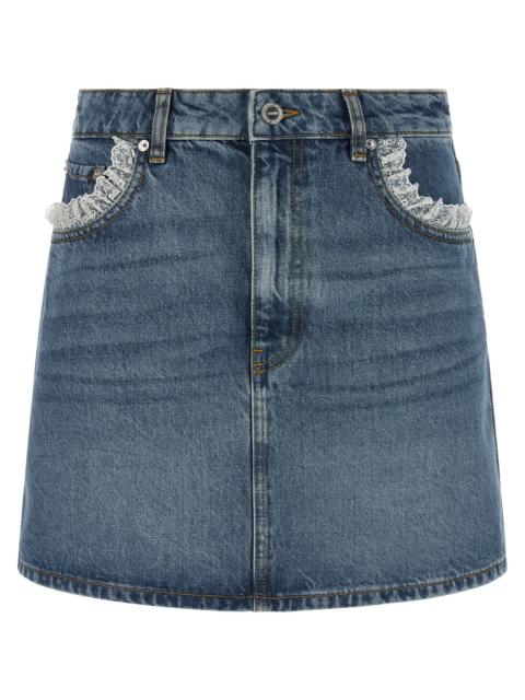GANNI Ganni Women Denim And Lace Skirt
