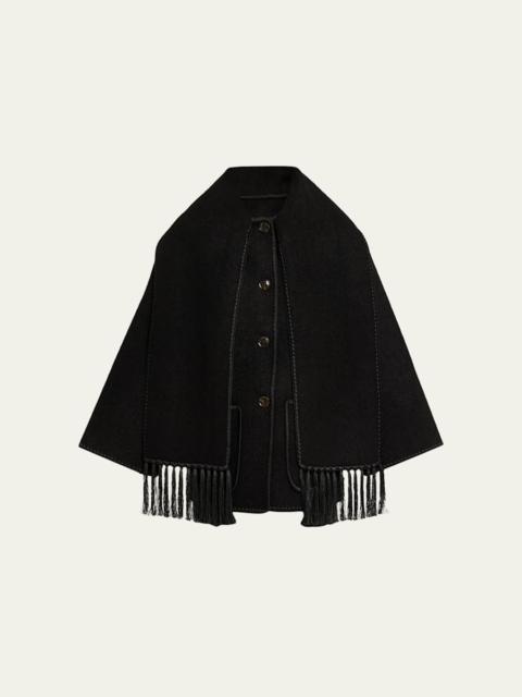 TOTEME Fringe Embroidered Scarf Wool Jacket