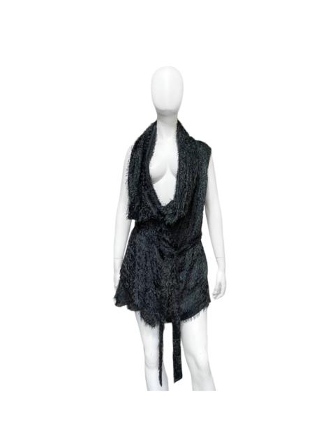 Ann Demeulemeester Ann Demeulemeester fall 2008 green fur like fringe silk vest and skirt set