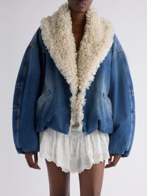 Isabel Marant Isabel Marant Charone Faux Fur Trim Denim Jacket in Blue at Nordstrom