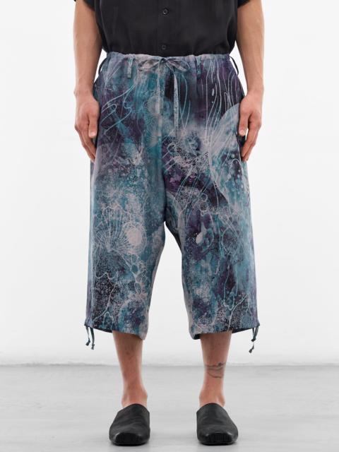 Yohji Yamamoto Abstract Print Cropped Wide Trousers
