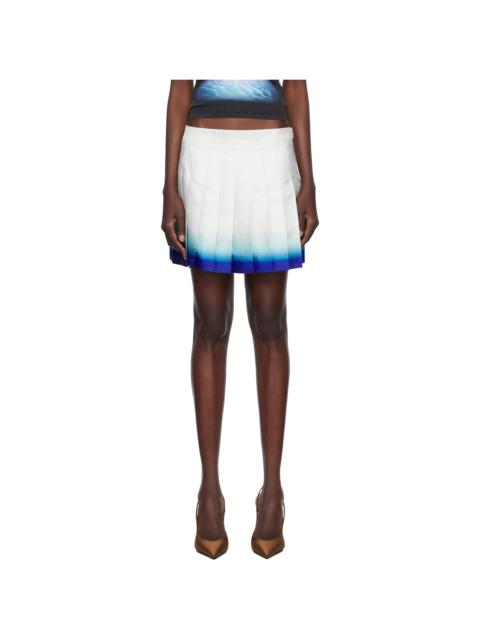 CASABLANCA White Casa Way Skate Pleated Silk Miniskirt