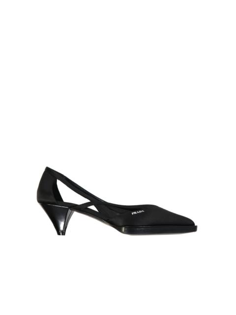 Prada 55Mm Cut-Out Satin Pumps Women