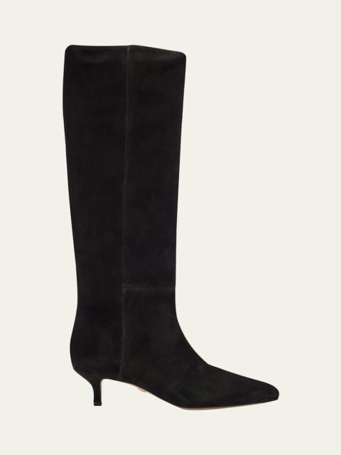VERONICA BEARD Lisa Suede Kitten-Heel Knee Boots