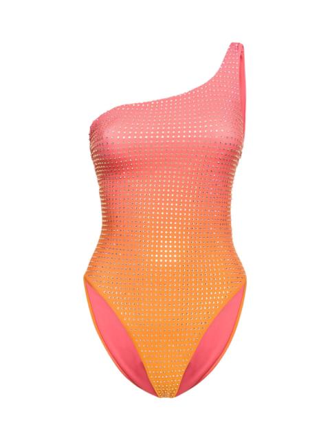 self-portrait One-shoulder Swimsuit With Rhinestones