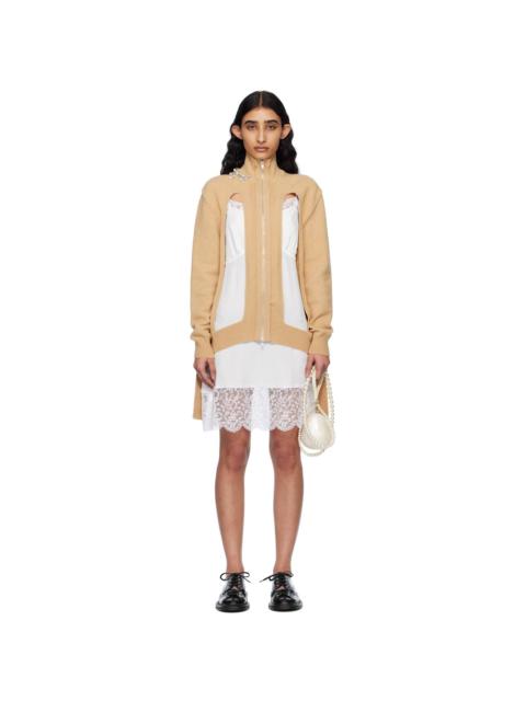 Simone Rocha Beige Embellished Window Zip-Up Cardigan