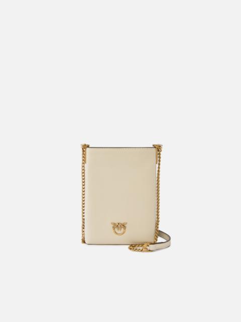 PINKO LEATHER SMARTPHONE CASE WITH SHOULDER STRAP