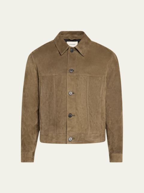 FRAME Men's Suede Trucker Jacket