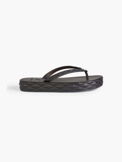 JIMMY CHOO Diamond embossed rubber platform flip flops