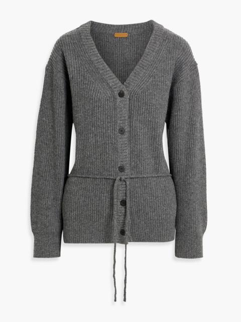 Other Designers Tie-detailed ribbed wool-blend cardigan