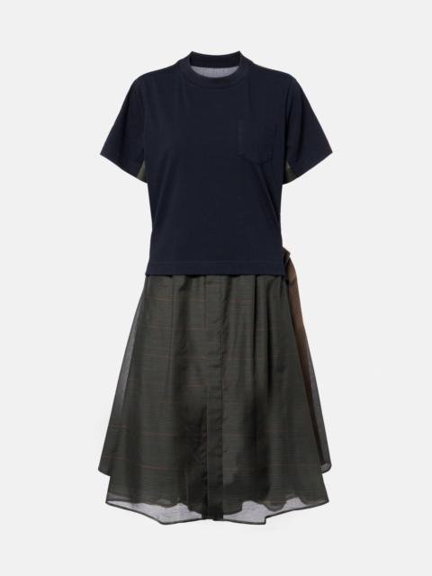 sacai Jersey-paneled midi dress
