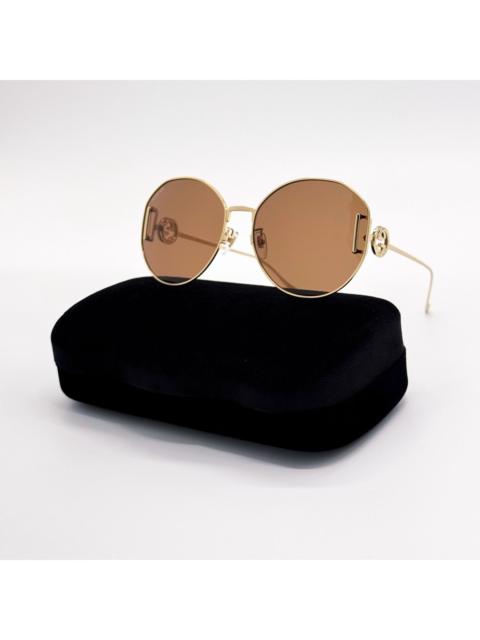 GUCCI New Gucci GG1206SA 003 Gold Brown Round Women Sunglasses