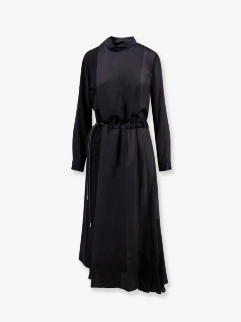 sacai Sacai Dress with Satin Inserts Black