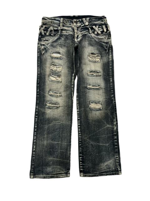 Other Designers Vintage - DOUBLE WAIST‼️UNKNOWN RIPPED DISTRESSED DENIM PANT
